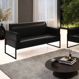 Sofá Namoradeira Base Industrial Alta Preto Marisa Corano Preto