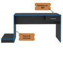 Ver imagem 3 de Mesa Escrivaninha Gamer para 2 Monitores Preto Acetinado/azul