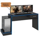 Ver imagem 4 de Mesa Escrivaninha Gamer para 2 Monitores Preto Acetinado/azul
