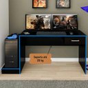 Ver imagem 6 de Mesa Escrivaninha Gamer para 2 Monitores Preto Acetinado/azul