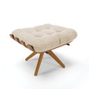 Ver imagem 4 de Kit 01 Poltrona e 01 Puff Giratório Costela Suede Bege Base Madeira Ma25 - D’Rossi