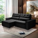 Ver imagem 1 de Sofa Retratil Reclinavel 2 Lugares 2,40 Vitória Veludo Preto Lansofbr