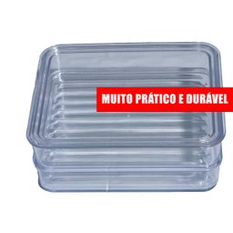 Porta Frios Presunto Queijo Acrílico Resistente Duplex Duplo com Tampa - 4