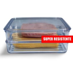 Porta Frios Presunto Queijo Acrílico Resistente Duplex Duplo com Tampa - 1