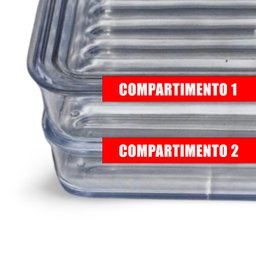 Porta Frios Presunto Queijo Acrílico Resistente Duplex Duplo com Tampa - 5