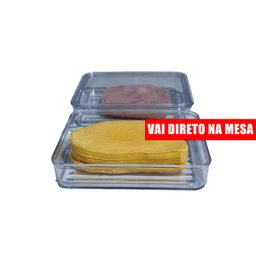 Porta Frios Presunto Queijo Acrílico Resistente Duplex Duplo com Tampa - 3