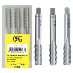 Jogo de Macho Manual Aço Rápido Hss 1-8" X 40 - Perfil Semi-seriado - (bsw) 100-c - Din 351 - 1