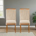 Ver imagem 2 de Kit 2 Cadeiras Estofadas de Jantar Lótus - Mdf em Veludo Pés em Madeira Eucalipto - Vintage Decor