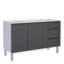 Ver imagem 1 de Gabinete de Aço Para Pia 150 Gaia 3 Gavetas Flat Cozimax Preto