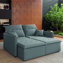 Ver imagem 1 de Sofá Cama Retrátil e Reclinável 2m 3 Lugares Bipartido com Molas Glamour Veludo Cinza Selmer