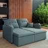 Sofá Cama Retrátil e Reclinável 2m 3 Lugares Bipartido com Molas Glamour Veludo Cinza Selmer - 1