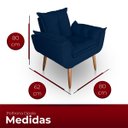 Ver imagem 3 de Kit Poltrona Decorativa e Puff Paola Pes Palito Suede Azul Marinho