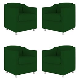 Kit 4 Poltronas Tilla Decorativas Consultório Sala Tecido Suede Cor:Verde - 1