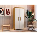 Ver imagem 3 de Sapateira Multiuso Atenas Mdf com Chave Armário Organizador Pés Madeira 2 Portas:cinamomo/off White