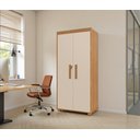 Ver imagem 1 de Sapateira Multiuso Atenas Mdf com Chave Armário Organizador Pés Madeira 2 Portas:cinamomo/off White