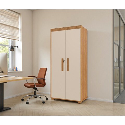 Sapateira Multiuso Atenas Mdf com Chave Armário Organizador Pés Madeira 2 Portas:cinamomo/off White