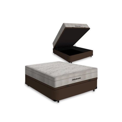 Cama Box Baú Airtech Queen + Colchão de Molas Ensacadas - Ortobom - Spring - 158x198x67cm