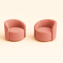 Conjunto Decorativo 02 Poltronas + Sofá Curvo Orgânico Nature Gaia Veludo Rosa - Montanaris Decor - 2
