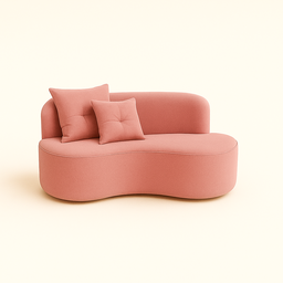 Conjunto Decorativo 02 Poltronas + Sofá Curvo Orgânico Nature Gaia Veludo Rosa - Montanaris Decor - 3