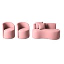 Ver imagem 2 de Conjunto Decorativo 02 Poltronas + Sofá Curvo Orgânico Nature Gaia Veludo Rosa - Montanaris Decor