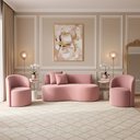 Ver imagem 1 de Conjunto Decorativo 02 Poltronas + Sofá Curvo Orgânico Nature Gaia Veludo Rosa - Montanaris Decor