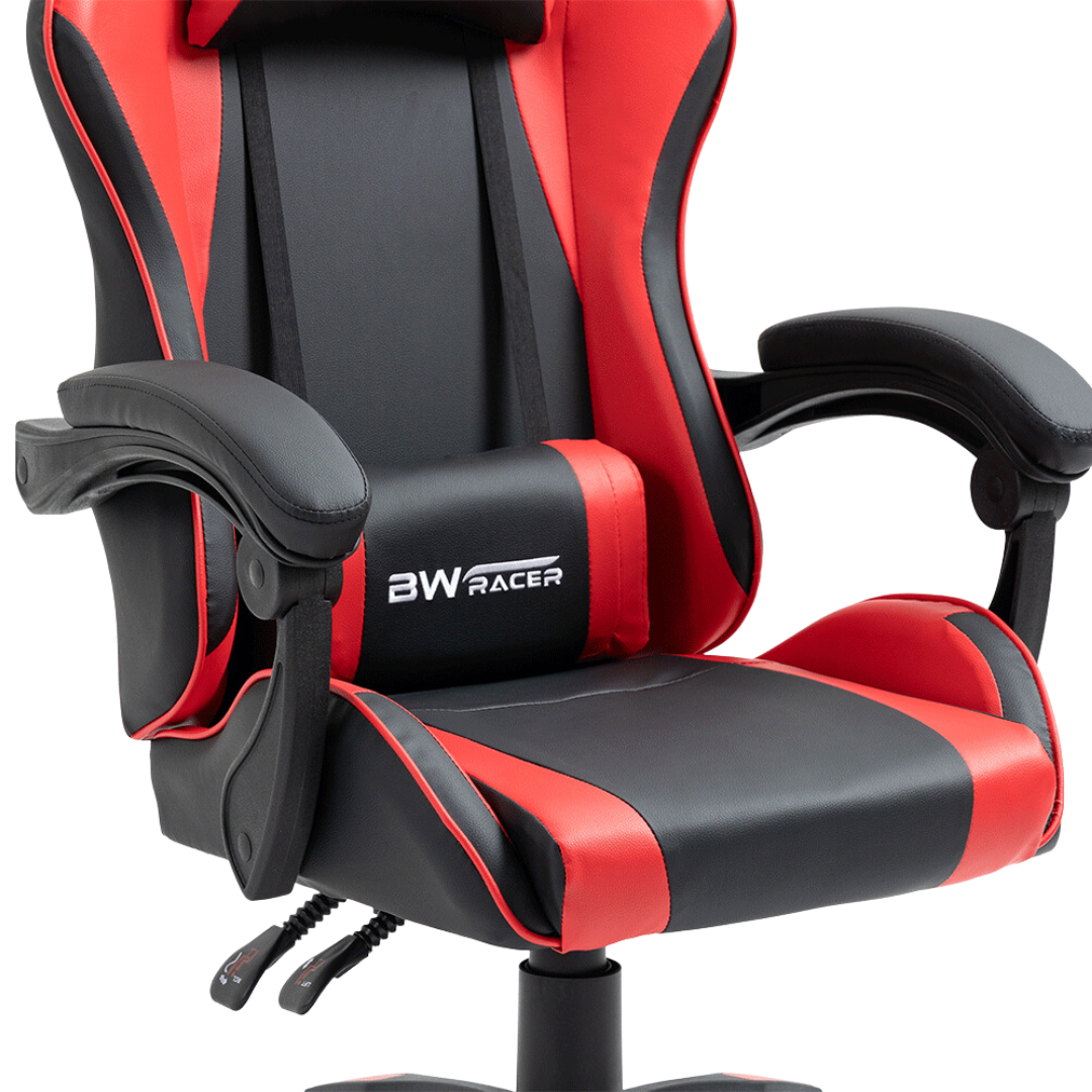 Cadeira Gamer com Rodízios Racer Reclinável:preta e Vermelha - 7