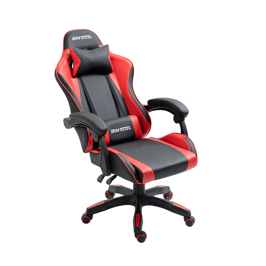 Cadeira Gamer com Rodízios Racer Reclinável:preta e Vermelha - 3