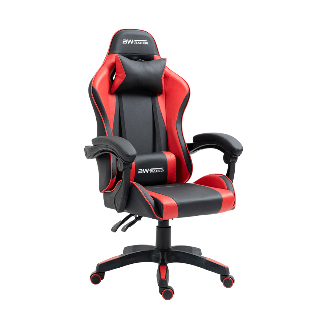 Cadeira Gamer com Rodízios Racer Reclinável:preta e Vermelha - 2
