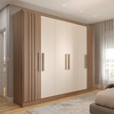 Ver imagem 1 de Guarda-roupa Casal Hungria 6 Portas 3 Gavetas Nature/off White - Panorama Móveis