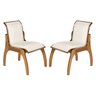 Kit 2 Cadeiras para Sala de Estar 55x82 Cm Barcelona Madeira Maciça Imbuia Linho Bege Cru L71 - RMI - 1