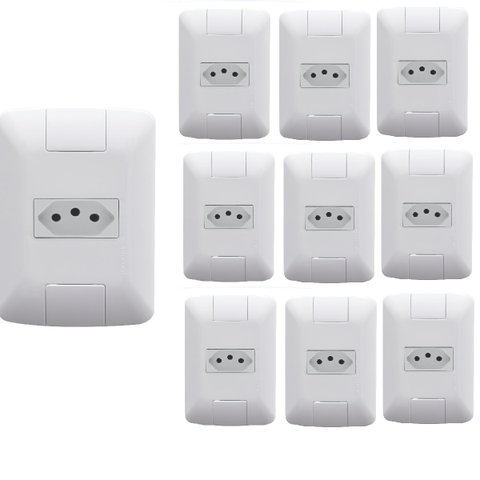 Kit com 10 Cj Tomada Aria 10a Branco Tramontina Aria Cj Tomada 10a