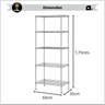 Estante Aço Cromado 5 Prateleiras Reguláveis Aramada Multiuso (l609*w355*h1800mm) - 3