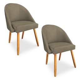 Kit 02 Cadeiras Jantar Bela Suede Pés Palito Castanho Pallazio - 1