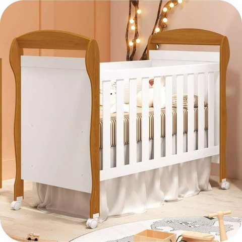 Berço Americano Mini Cama Danny Reller Móveis Branco Fosco/Savana