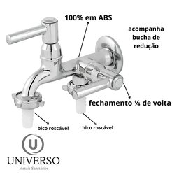 Torneira Tanque e Maquina de Lavar 1428 C-66 Luxo:prateado/cromado - 5