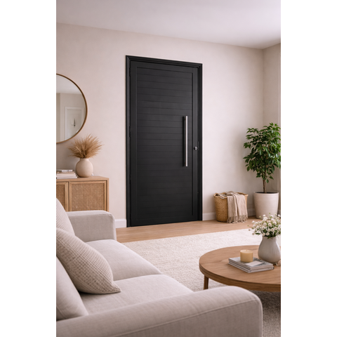 Porta Pivotante Preto com Puxador 210x100 Lado Direito