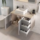 Ver imagem 5 de Conjunto Gabinete Banheiro Prisma 80cm Gabinete + Cuba + Espelheira com Vidro Madeirado Cinza