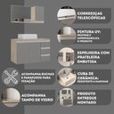 Ver imagem 4 de Conjunto Gabinete Banheiro Prisma 80cm Gabinete + Cuba + Espelheira com Vidro Madeirado Cinza