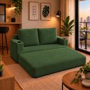 Ver imagem 2 de Sofá Cama Casal Colchão 1,50m com Porta Copos Balaqui Decor Cor:Verde