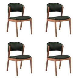Kit 4 Cadeiras Decorativa Sala de Jantar Luxo Luna Facto Verde - Mozzelar - 1