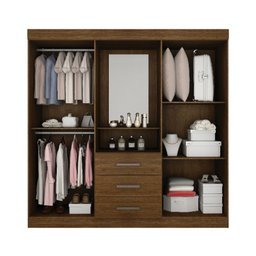 Guarda Roupa Casal 4 Portas 3 Gavetas Belém Leifer Brauna - 4