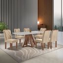 Ver imagem 1 de Mesa Kyra 170CMX90CM 6 Cadeiras Arthus Tampo Smart Plus Vidro Off White
