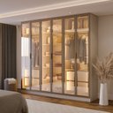 Ver imagem 1 de Guarda-Roupa Planejado 6 Portas Reflecta com LED 100% MDF Orion CabeCasa MadeiraOriginals Bege/Aveia