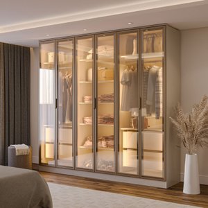Guarda-roupa 6 Portas Reflecta com Led 100% Mdf Orion CabeCasa MadeiraOriginals