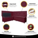 Ver imagem 7 de Kit Canto Alemão para Casa Cozinha 1,25x1,60m Veludo Bordo Sofa Store