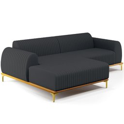 Sofá 5 Lugares com Chaise Esquerdo Molino 320cm D02 Linho Chumbo D-465 - 1