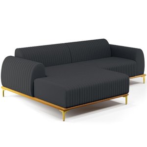Sofá 5 Lugares com Chaise Esquerdo Molino 320cm D02 Linho Chumbo D-465