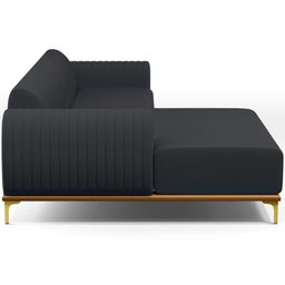 Sofá 5 Lugares com Chaise Esquerdo Molino 320cm D02 Linho Chumbo D-465 - 2