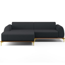 Sofá 5 Lugares com Chaise Esquerdo Molino 320cm D02 Linho Chumbo D-465 - 3