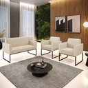 Ver imagem 7 de Sofá Namoradeira com 2 Poltronas Base Industrial Preto Marisa Corino D03 - D\'rossi Cor Bege